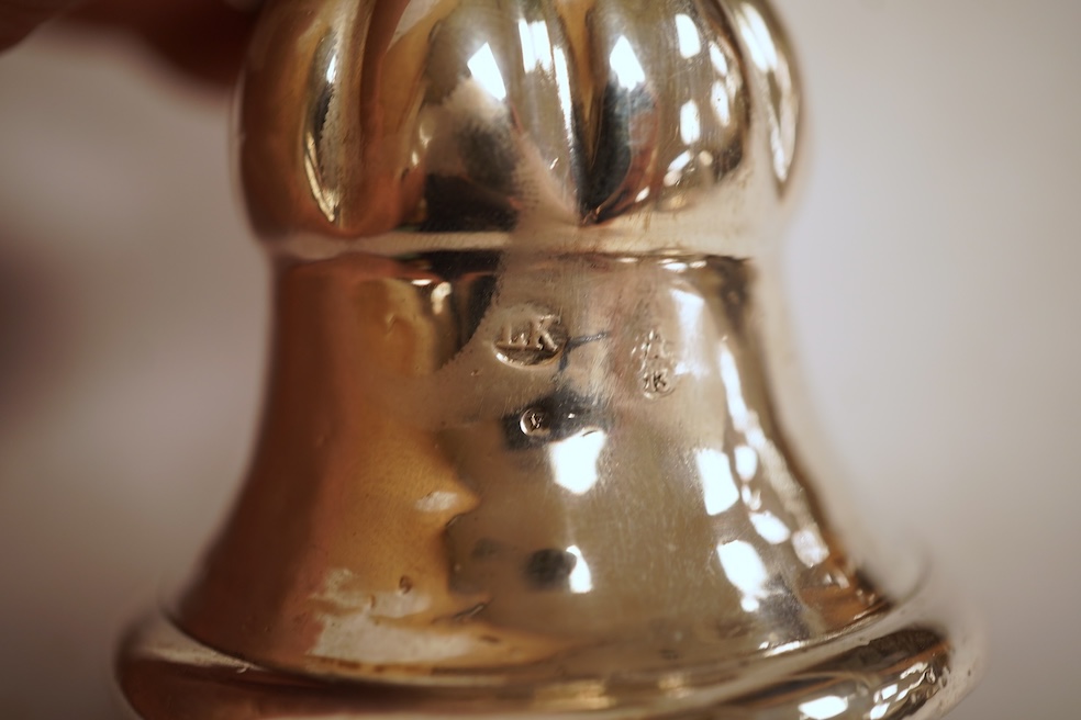 A 19th century Austro-Hungarian small white metal table bell, date 1856? 96mm, 77 grams.